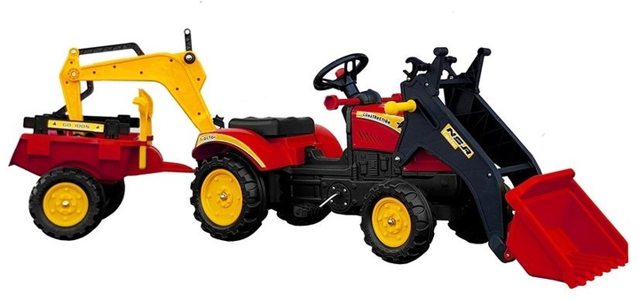 Traktor na pedały Lean Cars z przyczepą Czerwony (5908275990406) - obraz 1