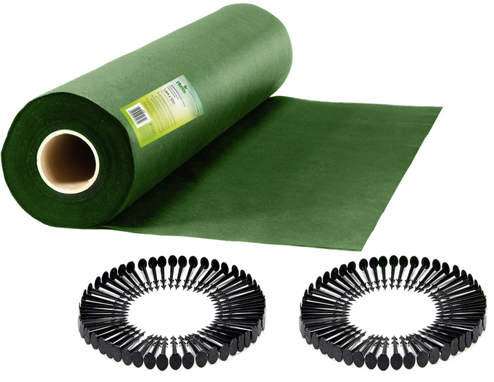 Agrowłóknina ogrodowa Plonos + 100 szpilek 1.6 m x 50 m 90 g/m2 Zielona (5903890624750) - obraz 1