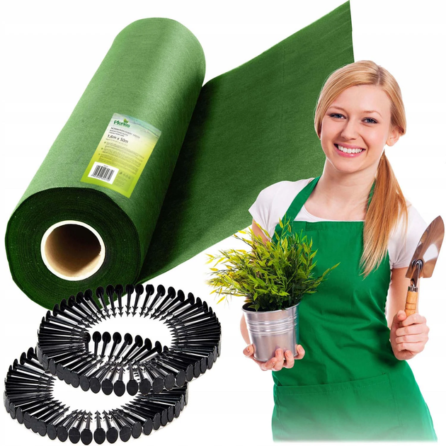 Agrowłóknina ogrodowa Plonos + 100 szpilek 1.6 m x 50 m 90 g/m2 Zielona (5903890624750) - obraz 3