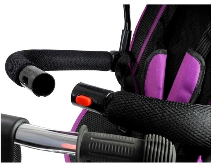 Rowerek trójkołowy spacerówka LEAN Toys Daszek pompowane kola obrotowe siedzenie fioletowy PRO500 (5902808154198) - obraz 7
