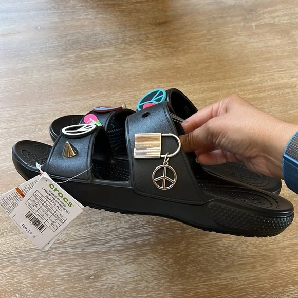В'єтнамки чоловічі Crocs Classic Feel the Positivity Sandal Black (46-47, чорний) - зображення 8
