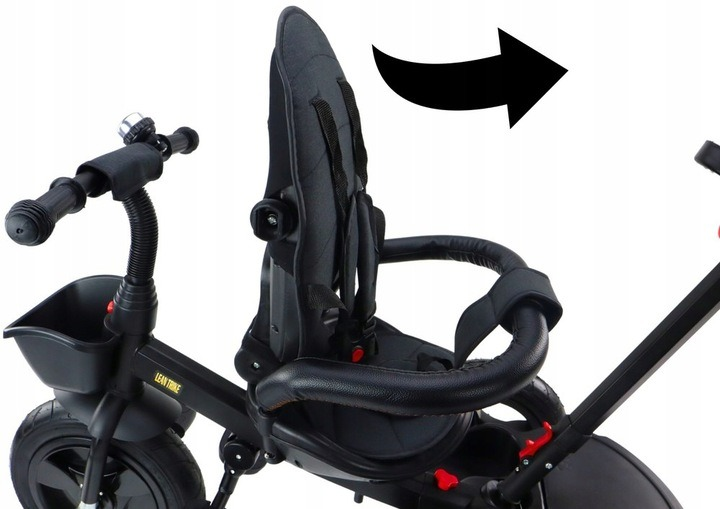 Rowerek trójkołowy spacerówka LEAN Toys wielofunkcyjny czarny PRO550 (5905991023159) - obraz 7