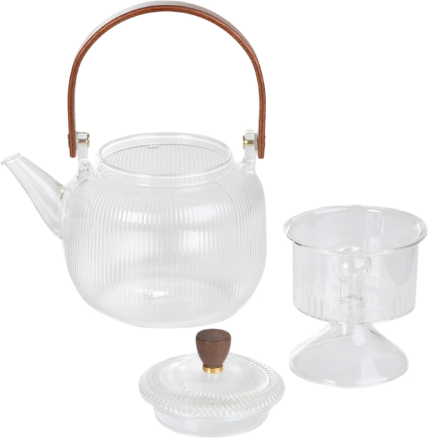 Dzbanek Homla Elsie ryflowany z drewnianą rączką 880 ml (5904183891255) - obraz 2