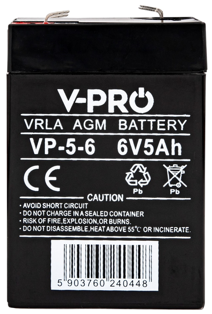 Akumulator Volt Polska AGM VPRO 6V 5 Ah (6AKAAGM605) - obraz 1