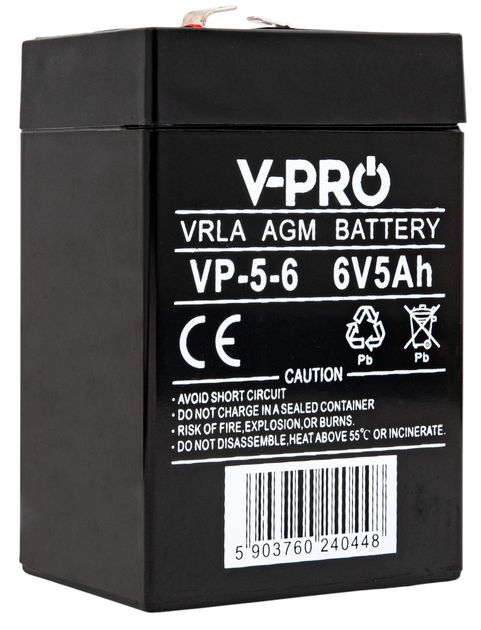 Akumulator Volt Polska AGM VPRO 6V 5 Ah (6AKAAGM605) - obraz 2