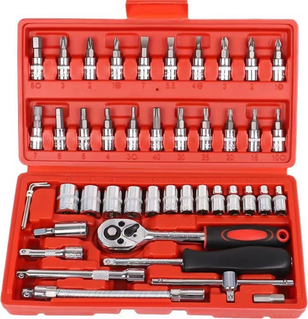 Zestaw kluczy nasadowych LEAN Toys 20813 1/4" 46 szt. (5905991031048) - obraz 1