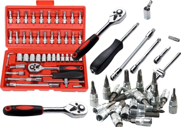Zestaw kluczy nasadowych LEAN Toys 20813 1/4" 46 szt. (5905991031048) - obraz 2