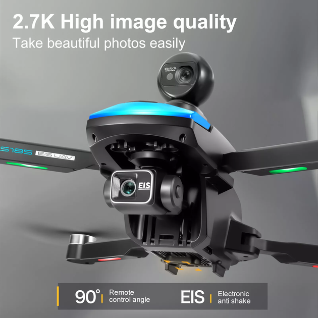 Квадрокоптер S185 с 3-осевым подвесом, GPS, экраном на пульте 7.2", FPV 5G, до 5000 м, лазерным обходом препятствий + кардридер - изображение 5