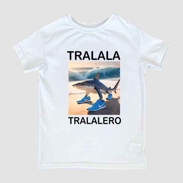 Детская футболка для мальчика Спиногрыз Tralala Tralalero 10-00889 128 см Белая (ROZ6501090069) 