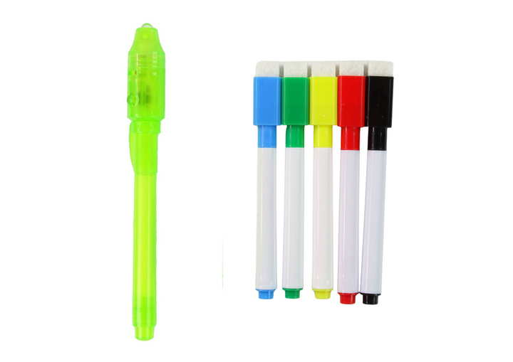Zestaw do rysowania światałem LEAN Toys znikopis magnetyczny dwustronny z pisakami i magnesami (5905991009825) - obraz 4