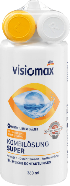 Комбінований розчин для догляду за контактними лінзами Visiomax з футляром для лінз 360мл - Фото 1 Комбінований розчин для догляду за контактними лінзами Visiomax з футляром для лінз 360мл - изображение 1