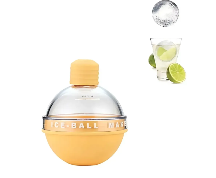 Форма для льоду у вигляді кулі Ice Ball Maker TOPA Сферична силіконова сфера для заморожування та зберігання круглого льоду Жовта - зображення 5
