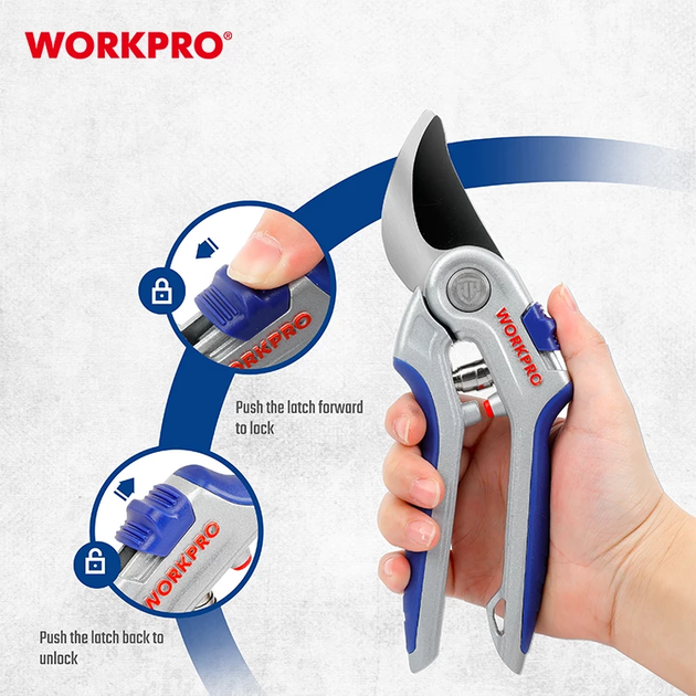 Секатор садовый с алюминиевыми рукоятками WORKPRO 215 мм (Ø реза 19 мм) SK5 PRO WP332011 - изображение 6