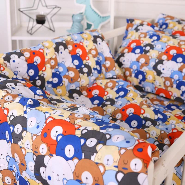 Комплект постільної білизни MirSon Kids Time 110x140 см 20-0032 Colored bears Бязь (2200009638701) - зображення 7