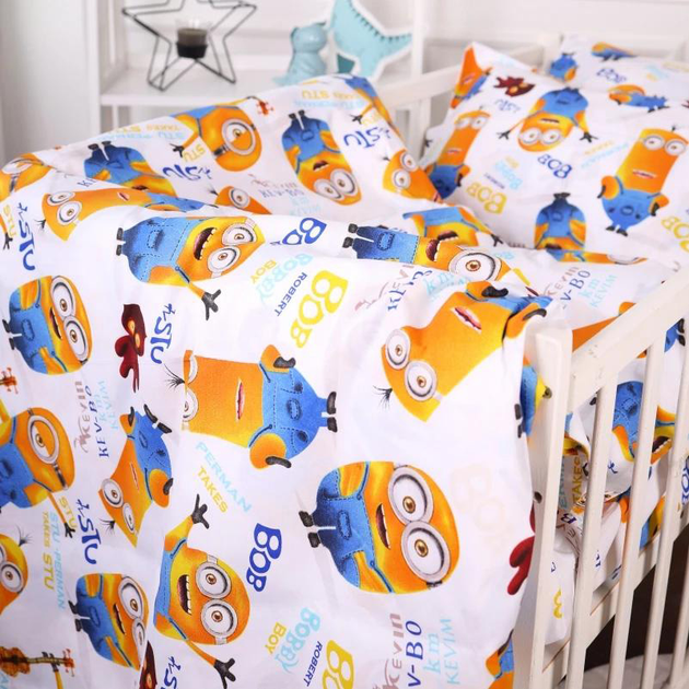 Комплект постільної білизни MirSon Kids Time 110x140 см 20-0036 Minions Бязь (2200009639470) - зображення 4