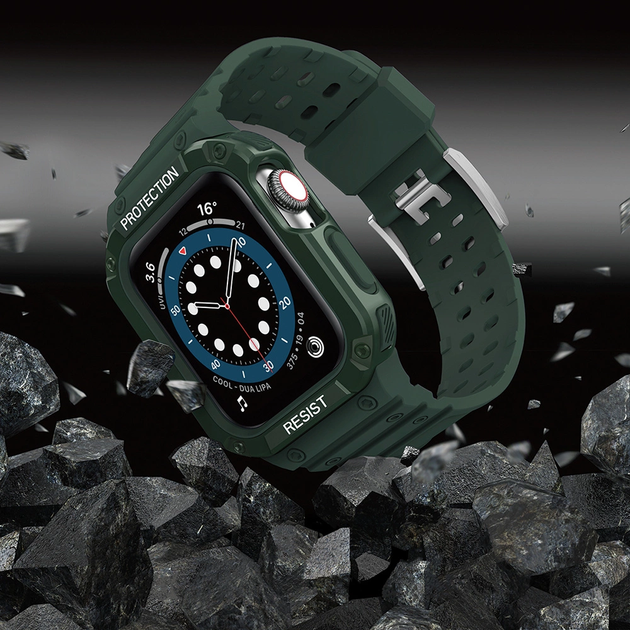 Ремінець із чохлом Hurtel Protect Strap Band для Apple Watch 42/44/45 мм Green (9145576231784) - зображення 5