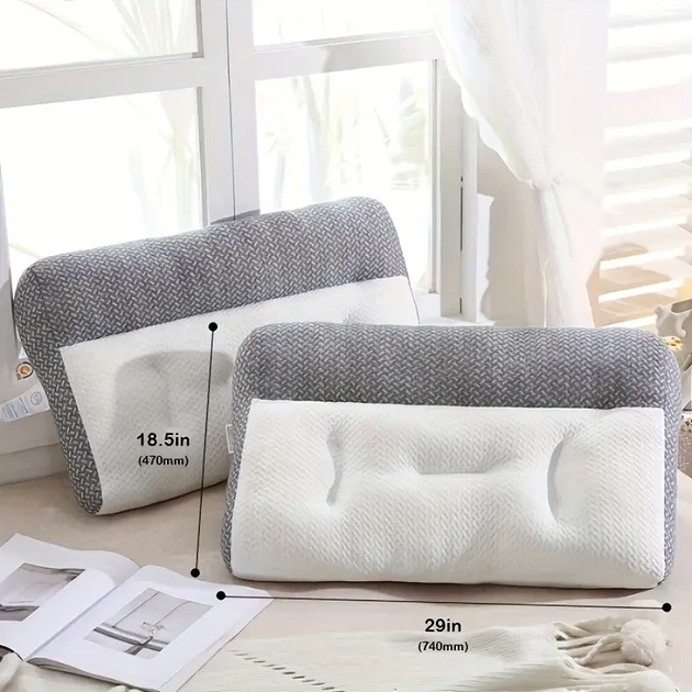 Ортопедическая подушка pillow 03 8h белая серая размер 700x400 мм подушка для сна с эффектом памяти - изображение 4