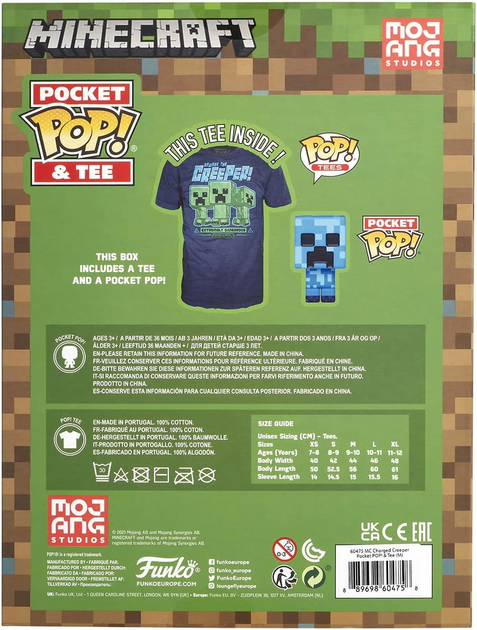 Zestaw prezentowy Funko Pocket Pop! & Tee Minecraft Charged Creeper Figurka 4 cm + Koszulka Rozmiar M (889698604758) - obraz 4