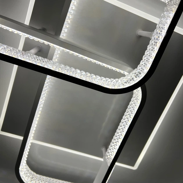Люстра светодиодная потолочная LUMINARIA AKRILIKA SQUARE 130W 4S WHITE/CLEAR 220V IP20 с пультом ДУ для кухни, спальни, гостиной - изображение 7