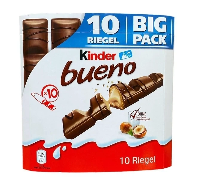 Шоколадный батончик Kinder bueno Big Pack 10 шт 215 г - Фото 1 Шоколадный батончик Kinder bueno Big Pack 10 шт 215 г - изображение 1