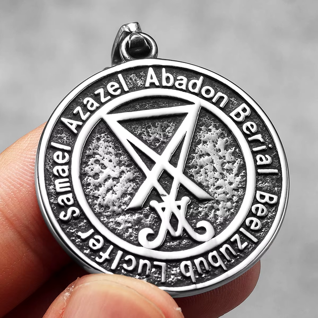 Подвеска магический знак сатаны «Сигил Бафомета» 47*35 мм [N1122-Silver] LIKGREAT - изображение 4