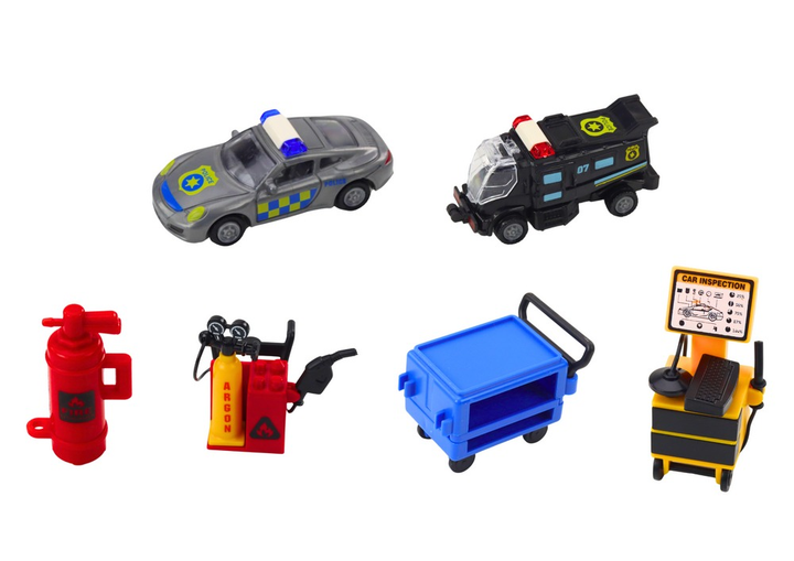 Zestaw rozszerzalnych torów LEAN Toys garażowych w walizce światła i dźwięki policyjne 18709 (5905991019084) - obraz 4