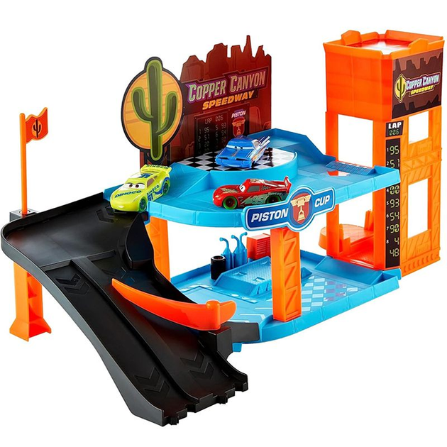 Zestaw do zabawy Disney Pixar Cars Auta Glow Racers Garaż Copper Canyon + 3 pojazdy (194735170395) - obraz 4