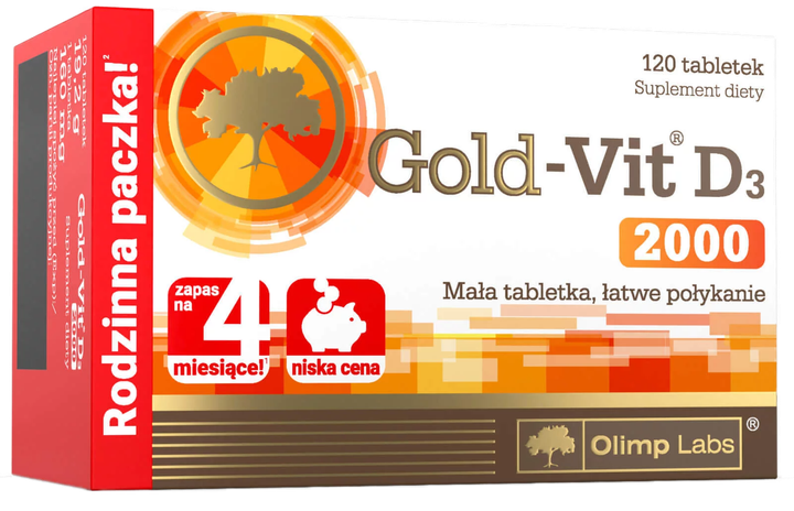 Дієтична добавка Olimp Labs Gold-Vit Вітамін D3 2000 120 пігулок (5901330070372) - зображення 1