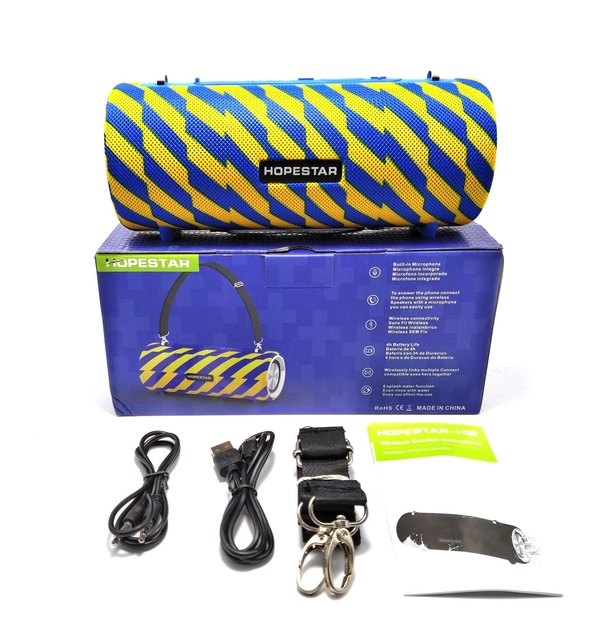 Портативная беспроводная Bluetooth колонка Hopestar H39 blue-yellow - Фото 2 Портативная беспроводная Bluetooth колонка Hopestar H39 blue-yellow - изображение 2