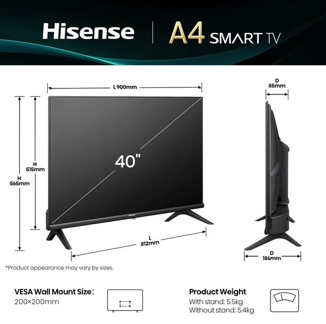 Телевізор Hisense 40" 40A4Q - зображення 3