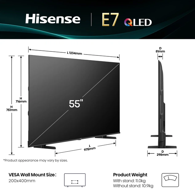 Telewizor Hisense QLED 55" 55E7Q - obraz 3