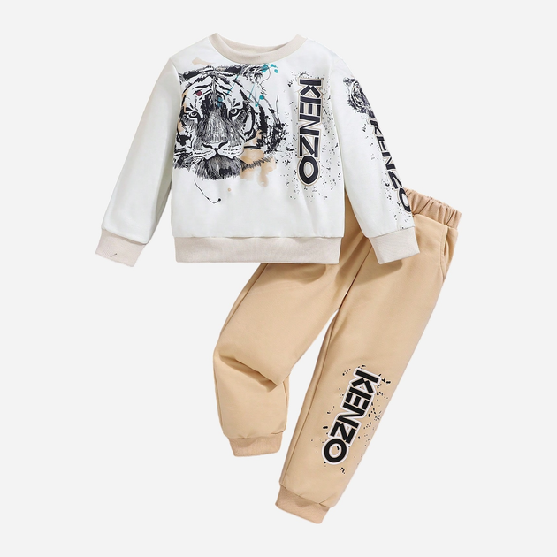 Детский спортивный костюм (свитшот + штаны) для мальчика SHEIN GD-00154946 104 см Бежевый (DN3012300030059) 