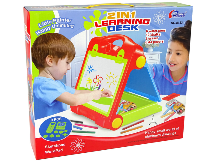 Tablica drustronna składana LEAN Toys Czerwono-zielony, z szablonami, kredą i pisakami (5905214979812) - obraz 5