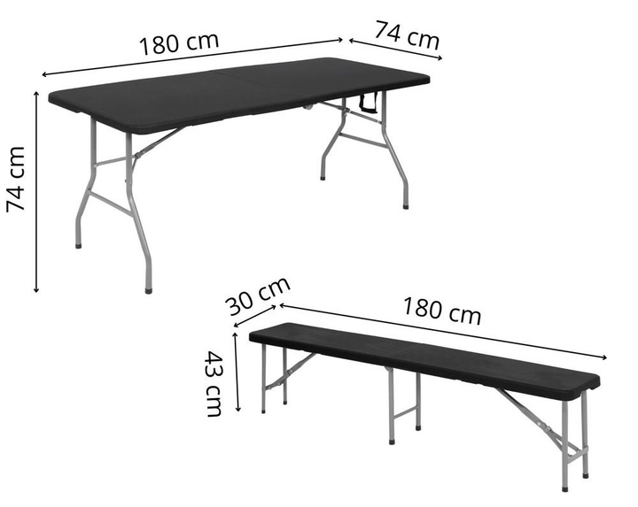 Zestaw cateringowy Springos Stół + ławki 180 x 74 x 74 cm GF0098 Czarny (5907719476117) - obraz 14