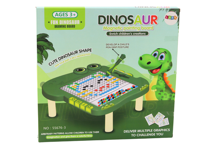 Мозаїка магнітна LEAN Toys Динозавр, зелена зі стилус і книжечкою зразків (5905991027959) - зображення 4