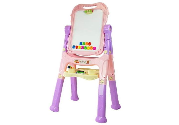 Дошка магнітна крейдова LEAN Toys Рожево-Фіолетова, регуляція висоти, аксесуари (5903802457124) - зображення 2