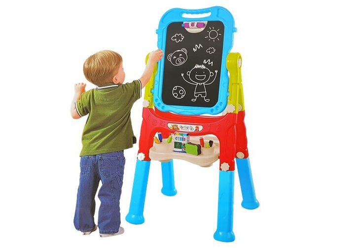 Дошка магнітна крейдова LEAN Toys Синьо-Червона, регуляція висоти, аксесуари (5903802457117) - зображення 7