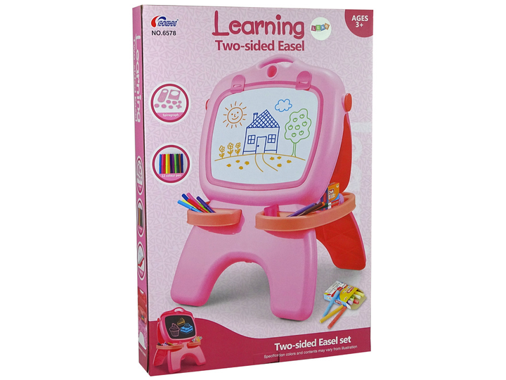 Дошка магнітна крейдова LEAN Toys Рожева, з аксесуарами і шаблонами (5904204755214) - зображення 5