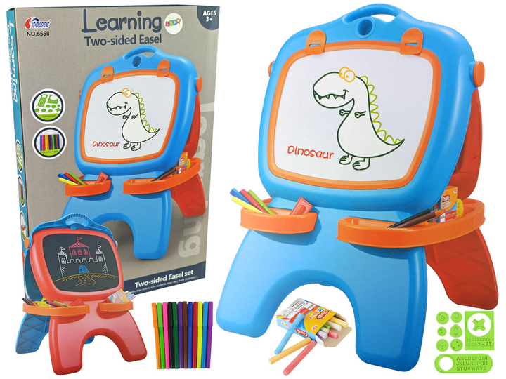 Дошка магнітна крейдова LEAN Toys Синьо-Червона, з аксесуарами і шаблонами (5904204755207) - зображення 1