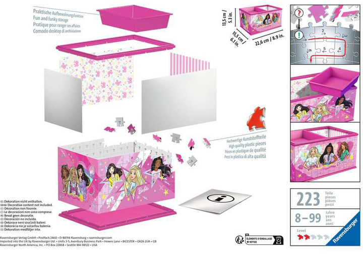 3D Puzzle-Organizator Ravensburger Barbie 216 elementów 11584 (4005556115846) - obraz 3