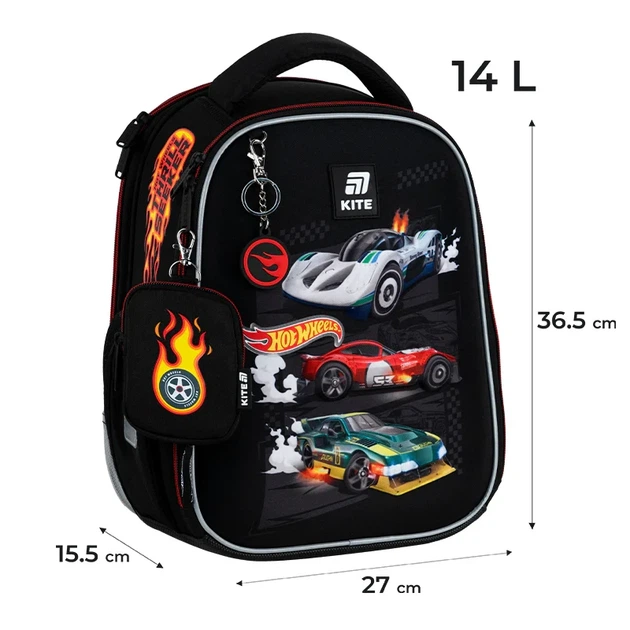 Шкільний набір Kite Education Hot Wheels SET_HW25-555S (рюкзак, пенал, сумка) - зображення 3