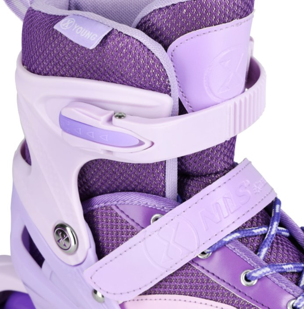 Rolki Nils Extreme NA0189 Moonbean z zestawem ochraniaczy roz. 35-38 M LED Fioletowe (5907695565126) - obraz 4