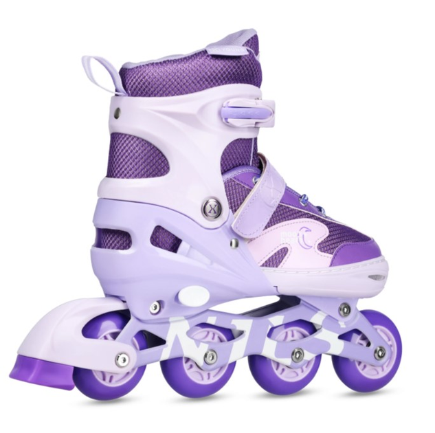Rolki Nils Extreme NA0189 Moonbean z zestawem ochraniaczy roz. 39-42 L LED Fioletowe (5907695565133) - obraz 3