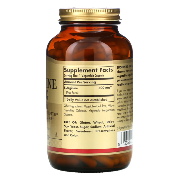 L-Аргинин Solgar L-Arginine 500 мг 250 капсул - изображение 2