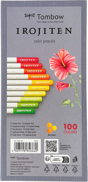 Набір кольорових олівців Tombow Irojiten Fluorescence l 10 шт (4003198856660) - зображення 1