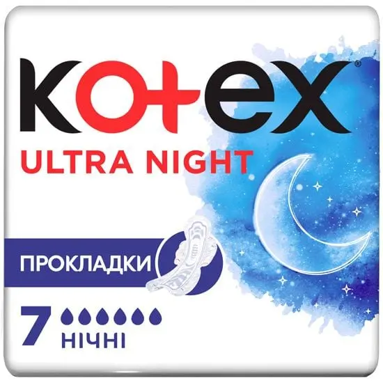 Гигиенические прокладки, Kotex Ultra Dry Night, 7шт - Фото 1 Гигиенические прокладки, Kotex Ultra Dry Night, 7шт - изображение 1