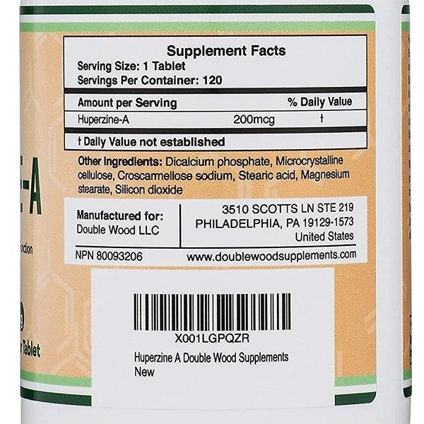 Гіперзін-А Huperzine-A, Double Wood supplements, 200mcg 120капс. - зображення 2