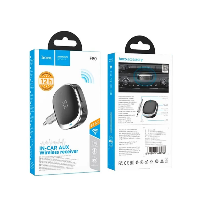 Bluetooth-ресивер HOCO E80 Travel car AUX BT receiver Black (6942007618908) - зображення 8