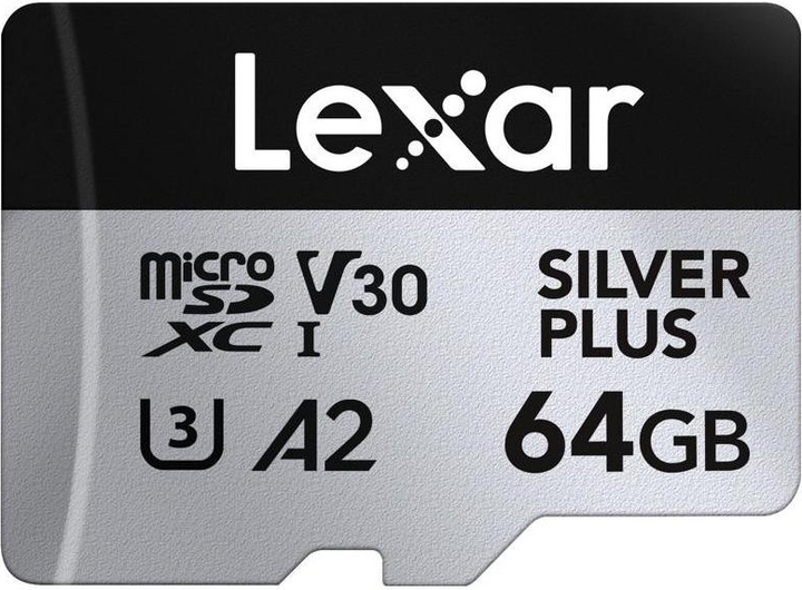 Karta pamięci Lexar Professional microSDXC SILVER Plus 64GB UHS-I A2 V30 U3 4K (LMSSIPL064G-BNANG) - obraz 1