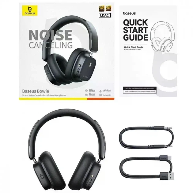 Беспроводные Bluetooth наушники Baseus Bowie 30 Max Noise-Cancellation Black - изображение 8